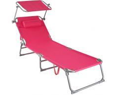TecTake 800772 Sonnenliege mit Dach, klappbare Strandliege, Gartenliege mit Kopfkissen, Sonnendach verstellbar, Liegestuhl mit Verstellbarer Rückenlehne - Diverse Farben - (Pink | Nr. 403419)