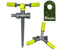 Bradas 3-Arm Kreisregner mit Erdspieß Sprinkler Bewässerung Rasensprenger Lime LINE LE-6107 4413
