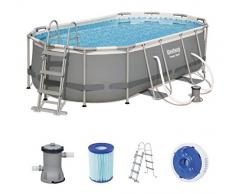 Bestway Power Steel Framepool-Set, oval, mit Filterpumpe & Sicherheitsleiter 427 x 250 x 100 cm