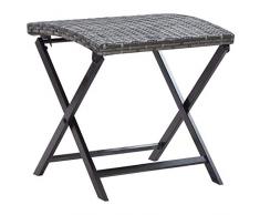 vidaXL Klapphocker Klappbar Hocker Gartenhocker Sitzhocker Gartenmöbel Rattanhocker Fußhocker Garten Terrasse Poly Rattan Grau 44x44x40cm