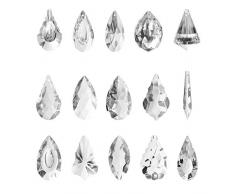 Herefun Kristall Sonnenfänger, 15er Pack Feng Shui Sonnenfänger klar Kristall Kronleuchter Kristall Glas Prisma Anhänger Lampen, Kristalle Als Dekoration