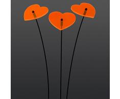 SUNPLAY Sonnenfänger Herzen in ORANGE, 3 Stück je 5 cm Durchmesser im Set + 35 cm Schwingstäbe
