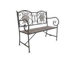 LINDER EXCLUSIV Gartenbank Mosaik Bank Eisen Stein Sitzbank grau 2- Sitzer