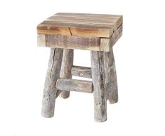Spetebo Dekorativer Holz Hocker klein - 21x19x19cm - Blumenständer Pflanzenständer Blumenhocker Pflanzenhocker