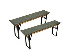 Sensalux Bierbankauflagen, 2er Set, Klettverschluss, Polster für Bierzeltgarnitur, Auflage Grau - Grau 120cm x 25cm