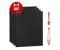 SPGOOD BBQ Grillmatte 50X40CM 6er Set FDA Teflon Grillmatten gasgrill 100% Antihaft PFOA-Frei für bis 260°C/500℉