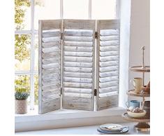 Pureday Dekoobjekt Fenster-Paravent - Shabby Chic - Holz - Antik Weiß