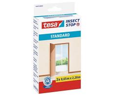 tesa Insect Stop STANDARD Fliegengitter für Türen - 2-tlg Insektenschutz Tür mit Klettband - Fliegen Netz ohne Bohren - Weiß, 2 x 65 cm x 220 cm