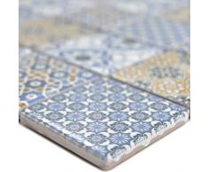 Keramik Mosaikfliesen Daymion Retrooptik Blau Braun | Wandverkleidung Badfliesen Bad Mosaikstein Natursteinfliesen Fußbodenfliesen Dekorative Fliesen Dekor