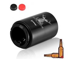 Ipow Automatischer Edelstahl-Bierflaschenöffner Soda-Flaschenöffner müheloses Drücken und Ziehen mit zwei Silikon-Flaschenverschlüssen für Grillbar Pub