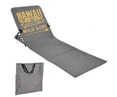 JEMIDI Strandmatte Schwimmbadmatte mit Rückenlehne nur 1,7 kg - Super leicht!!! Schwimmbad Decke Matte Laken Liege Strandliege Grau/Gelb Hawaii