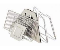 QJJML Notebook-Klappgrill - Tragbarer Picknick-Grill Mit Verchromtem Grillrost (Silber),31.5×31.5×21.5CM