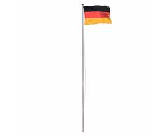 Park Alley Fahnenmast Flaggenmast aus Aluminium und Bodenhülse 6,50 m, inkl. Deutschland Flagge 120 x 80 cm