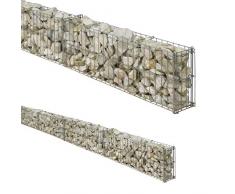 bellissa Mauergitter-Set für Gabionen - 95553 - Gabionen-Mauer, Steinkörbe längenverstellbar, erweiterbarer Bausatz - 464 x 10 x 20 cm