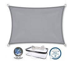 CelinaSun Sonnensegel PES Rechteck 2x4m hell grau UPF 50+ Sonnenschutz inkl Befestigungsseile