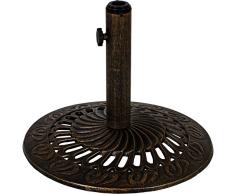 Maxstore Sonnenschirmständer aus Gusseisen rund Farbe Bronze, 12 kg, Schirmständer