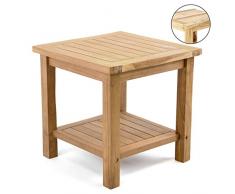 Divero Beistelltisch Blumen Hocker Balkontisch Teak Holz Tisch für Bad Terrasse Balkon Garten – wetterfest stabil unbehandelt – 50 x 50 cm Natur braun behandelt (wählbar) (braun)