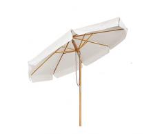 Sekey® Sonnescherm 300 cm Holz-Sonnenschirm Marktschirm Gartenschirm Terrassenschirm Creme Rund UV50+