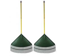 Novatool Laubrechen XL 60 cm grün Teleskopstiel Laubbesen Laubharke Fächerbesen Rechen Laubfeger Laubfächer (2, 60 cm)