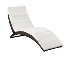 vidaXL Sonnenliege mit Auflage Klappbar Gartenliege Relaxliege Gartenmöbel Liege Freizeitliege Strandliege Liegestuhl Poly Rattan Braun