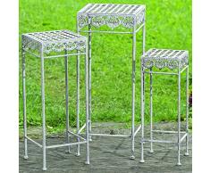 3 x Beistelltische Elysee H55-65-75cm Tisch Metall eckig Eisentisch Blumenhocker Gartentisch Pflanzentisch