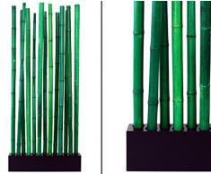 Bambus Raumteiler Paris3 mit ca. 90x12x185cm, Sockel und 13 Rohre grün 5 bis 6cm - Sichtschutzzaun Sichtschutzzäune Blickschutz aus Bambus Raumabtrennung Paravent