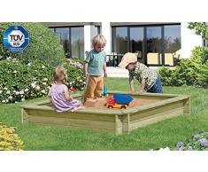Gartenwelt Riegelsberger Sandkasten Werner 150 x 150 x H 25 cm, mit Abdeckung blau Sandkiste Buddelkiste Sandbox Spielkasten