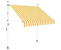 vidaXL Markise Einziehbar Manuell 150cm Gelb Weiß Sonnenschutz Klemmmarkise
