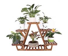 unho Blumenregal Blumentreppe 6 Ebenen Pflanzentreppe für Indoor Balkon Wohzimmer Outdoor Garten Dekor Pflanzenregal Holz 71×25×58cm