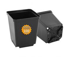 GREEN24 100 Stck. Pflanztöpfe 9x9x9,5cm Vierecktopf Profi Anzuchttopf Pflanztopf Blumentopf Vierkant-Töpfe (100, 9x9x9.5)