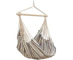 AMANKA XXL Hängesessel 185x130cm Hängestuhl 2 Personen Hängesitz bis 150 kg Baumwolle Hängematte inkl. 360° Swivel Hängeschaukel Mediterran gestreift