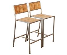 2 Stück Edelstahl Teak Barhocker Barsessel Bistrosessel Bistrohoker Massive Ausführung A-Grade Teakholz MEXIKO Gartenmöbel Modell: MEXIKO von AS-S