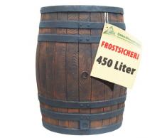 REGENTONNE EICHENFASS 450 Liter WASSERFASS Regenfass WASSERTONNE - FROSTSICHER REGENWASSERTONNE - Gartenfass für Regenwasser u.v.m. in Holz-Optik aus robustem PE-Kunststoff mit Deckel