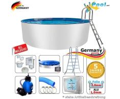 Alupool 4,00 x 1,50 Set Pool Rundpool 4 m Schwimmbecken 4,0 x 1,50 Swimmingpool Rundbecken rund Pools Aufstellpool Gartenpool Einbaupool Aufstellbecken 400 cm Set Aluminium Komplettset