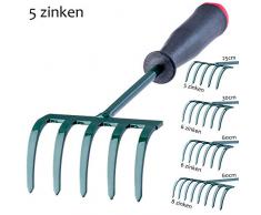 KADAX Rechen, kleine Harke mit Stiel, Laubbesen aus Metall, Laubrechen für Garten, Beet, Rasenrechen, Gartengerät, Gartenwerkzeug, Heurechen, Gartenrechen, grün (25cm, 5 Zinken)
