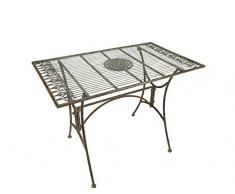 Crispe home & garden Gartentisch Almeria aus Metall im Landhaus-Stil, Antikgrün für Haus und Garten, 100 x 60 cm