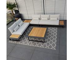 ICM Alu Gartenlounge Set Cannes Aluminium anthrazit Teak Gartenmöbel Loungegruppe Terrassenmöbel Outdoormöbel Loungeset Outdoorlounge Gartenmöbelset