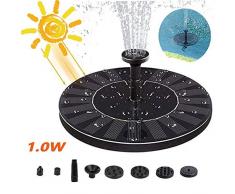 Lixada Solar Springbrunnen Pumpe, Solarbetrieben Wasser Brunnen Panel 1.0 W/1.5W/2.7W 4 verschiedenen Spray Köpfe,Outdoor Bewässerung Tauchpumpe für Vogel Bad,Teich, Aquarium, Garten Dekoration