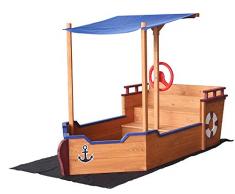 Home Deluxe - Sandkasten Matschekiste - Segelschiff inkl. Bodenplane - Maße: 160 x 78 x 103 cm - inkl. komplettem Montagematerial