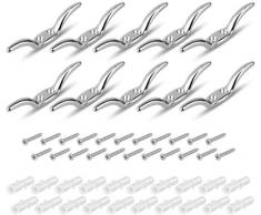 AIEVE 10 Stück Seilklemme Haken Fahnenmast Klemme Drahtseilklemme aus Zinklegierung mit 10 Stk Schrauben Zubehör Set für Seil von Jalousien Vorhang Sonnenschutz