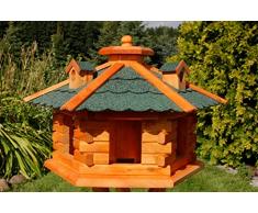 Vogelhaus Futterhaus Vogelvilla mit Solarbeleuchtung und Silo klein und Groß V16 (Grün, klein), Vogelfutterhaus