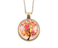 Obstbaum Cabochon Kette bronzefarben