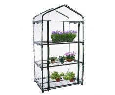 Delleu Mini-Gewächshaus, Gewächshäuser mit kleinen Pflanzen,3-stufige Gestellständer Tragbares Gartengewächshaus für Außen- und Innenbereiche 126 x 69 x 49 cm