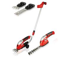 Grizzly Akku Grasschere, Strauchschere AGS 7,2 V 80mm im Set, Rasenschere mit Teleskopstiel und Laufräder, Inkl. Akku und Schnell-Ladegerät