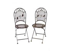 aubaho 2X Gartenstuhl je 9kg Schmiedeeisen Stuhl Klappstuhl antik Stil braun