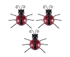 Garneck 3pcs Metall Marienkäfer Wanddekoration Eisen Wandkunst Tür Dekorationen für Haus Garten Dekoration 9cm (Zufällige Farbe)