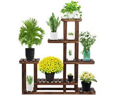 Yaheetech Blumenleiter Pflanzentreppe Blumenregal Holz Regal Blumentreppe Gartenregal Leiterregal Pflanzenregal 97 x 96 x 25 cm