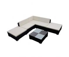 Nishore 15-TLG. Gartenlounge-Set Gartensofa Poly Rattan Loungesofa Outdoor Balkon Terrasse Sofagarnitur Gartenmöbel mit Couchtisch Schwarz Polsterstärke 6 cm
