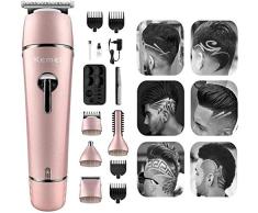 Haarschneider Elektrisch Drahtlos Haarschneider Elektro Set Geräuscharmer Elektro-Rasenmäher Wiederaufladbares Pflegeset mit Haarschneider Kämme für Männer und Jungen Rosa Farbe