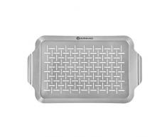 Grillkorb/Grillschale für Gemüse, Edelstahl, Gemüsekorb für Gasgrill, Spülmaschinenfest - Grillschale 37x25x2 cm